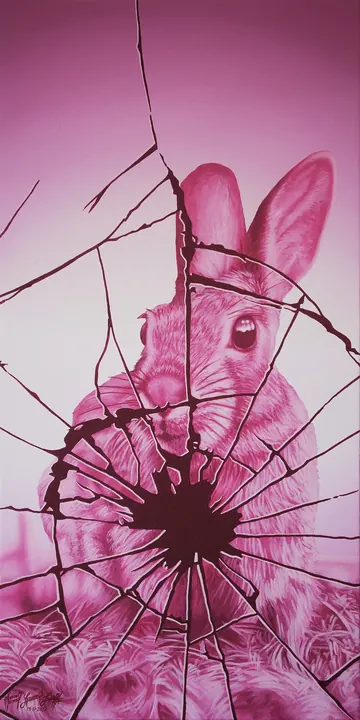 Conejo, 2023. Acrílico sobre lienzo, 60 × 30 cm. Trillizos Torres Pacheco.