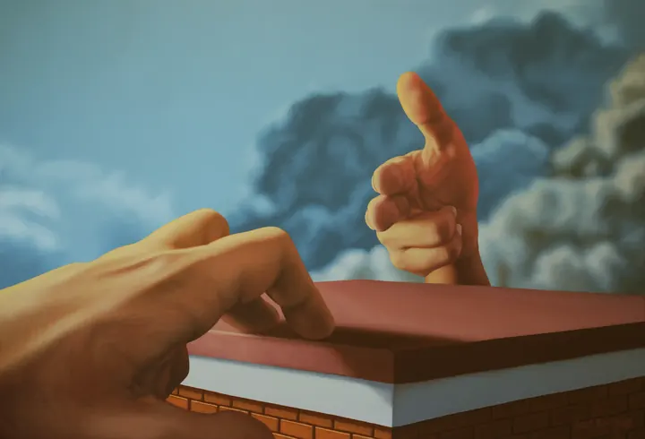 ¡Fallaste!, 2023. Acrílico sobre lienzo, 68 × 100 cm. Trillizos Torres Pacheco.
