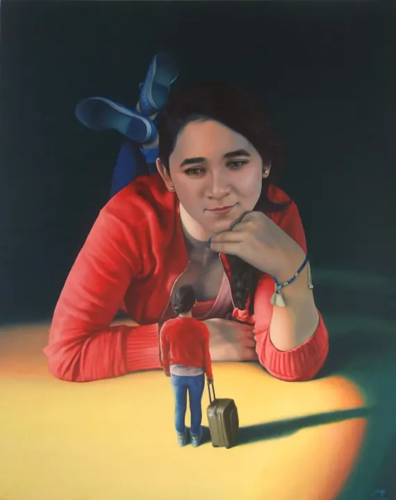 Renata Monteón, 2016. Óleo sobre lienzo, 30 × 26 pulg.. Trillizos Torres Pacheco.