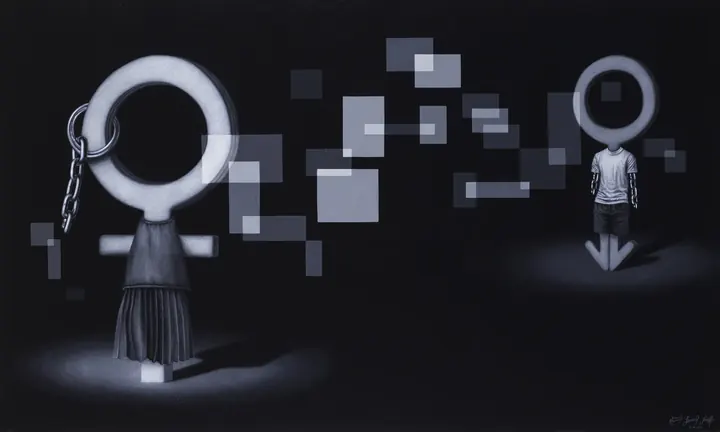 Juego de pareja, 2020. Acrílico sobre lienzo, 60 × 100 cm. Trillizos Torres Pacheco.
