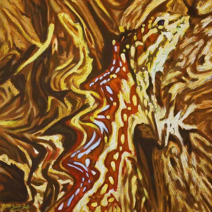 L.M.L.N.: deformadas, 2021. Acrílico sobre lienzo, 50 × 50 cm. Trillizos Torres Pacheco.